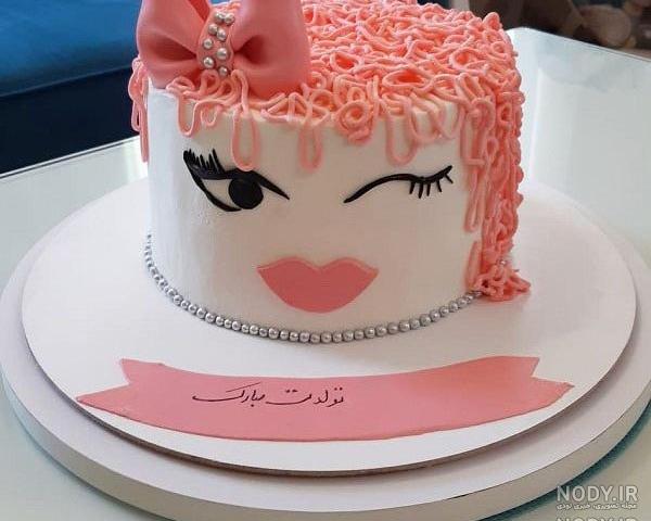کیک دخترانه صورتی کیک دخترانه صورتی