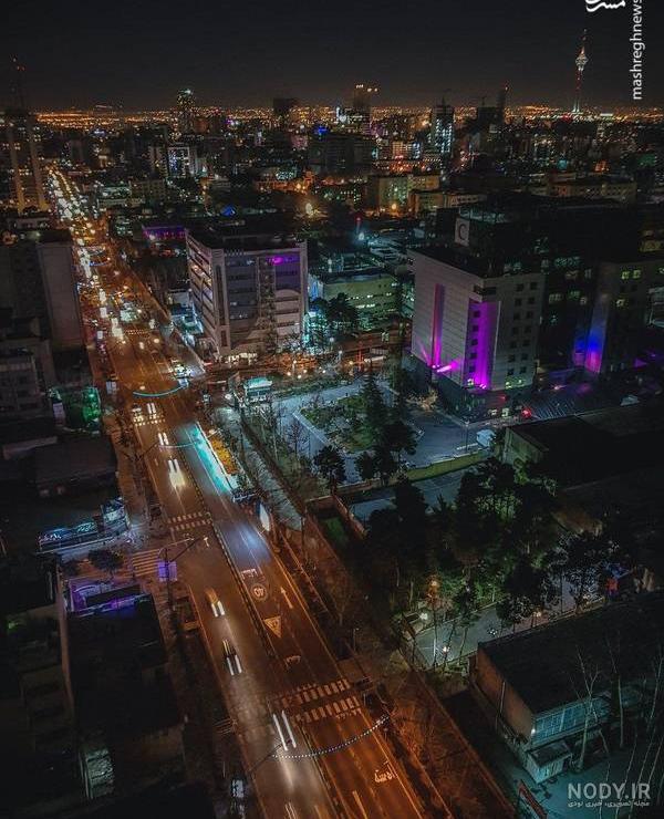 عکس شهر در شب از بالا عکس شهر در شب از بالا