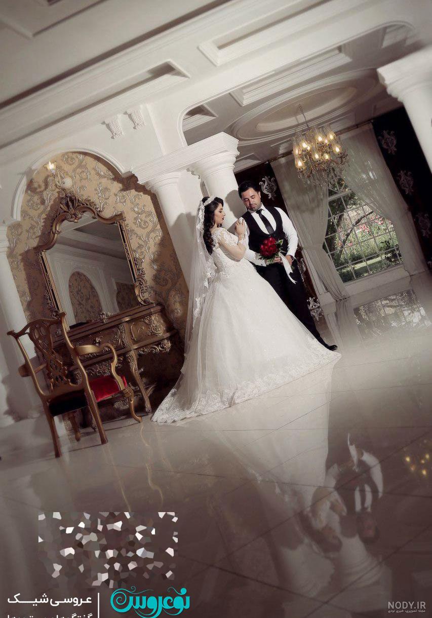 ژست عروس و داماد در باغ ژست عروس و داماد در باغ