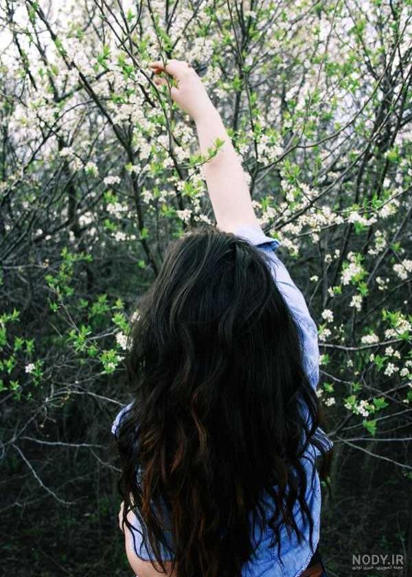 عکس خفن عکس دختر از پشت سر با موهای باز مشکی