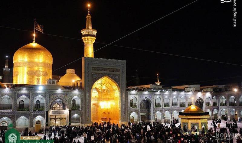 عکس حرم امام رضا در شب برفی