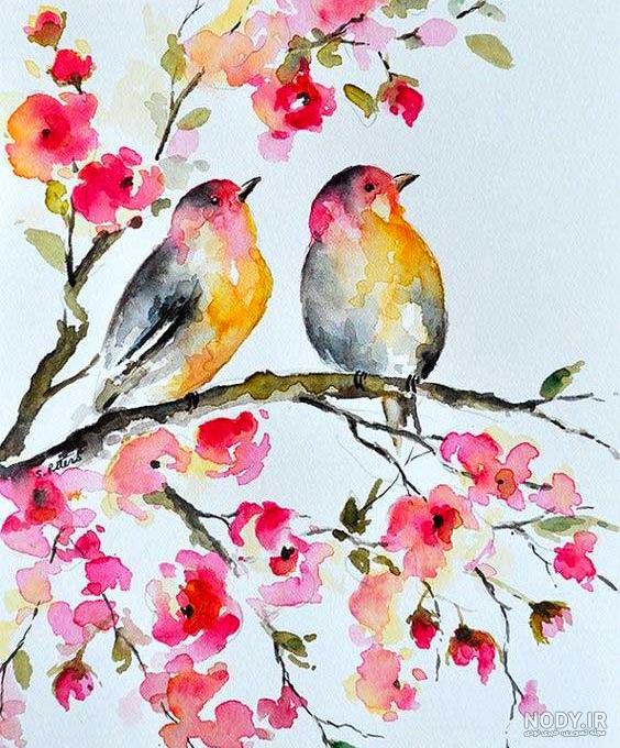 عکس نقاشی آبرنگ عاشقانه