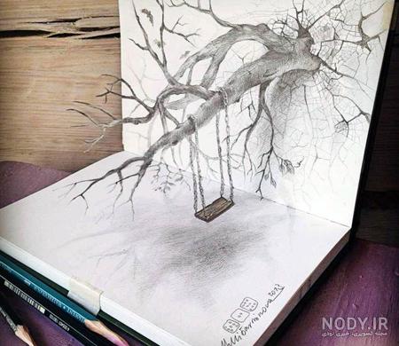 عکس نقاشی سه بعدی نردبان