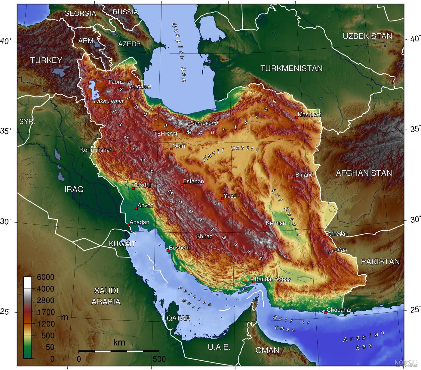 نقشه ایران با مشخصات کامل