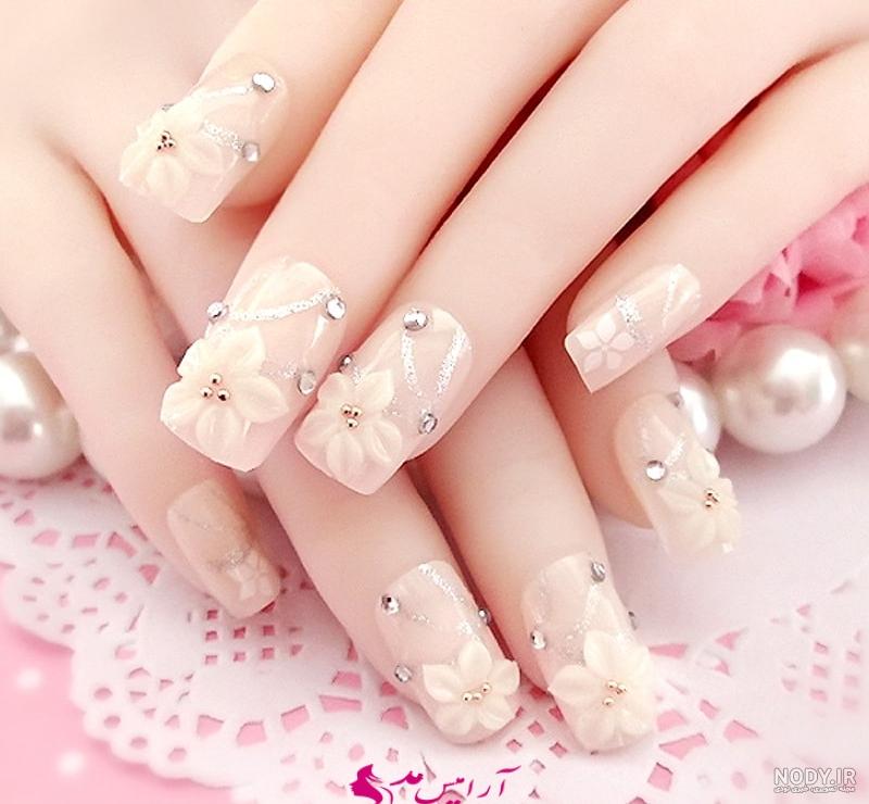 طراحی ناخن عروس با نگین