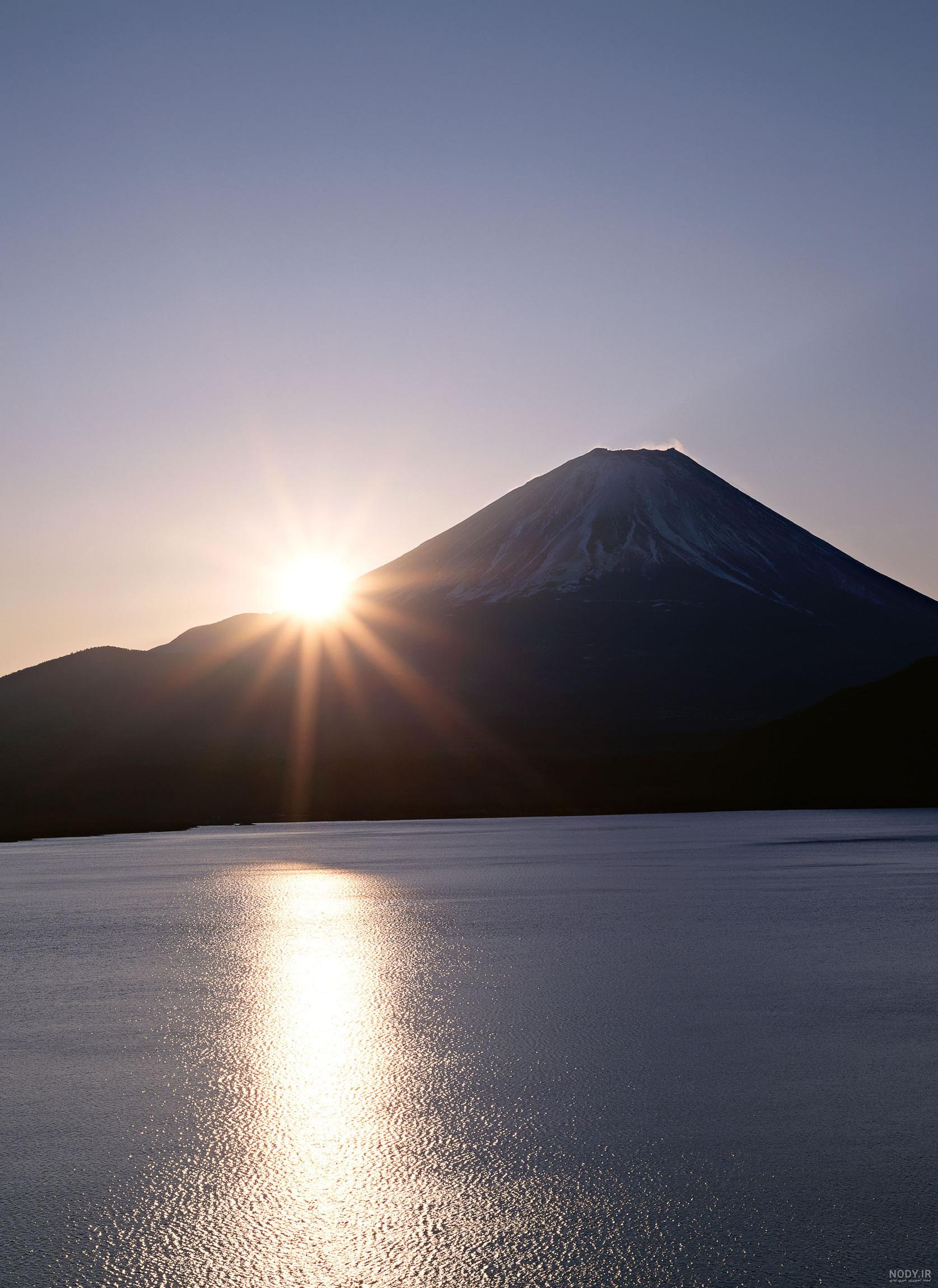  تصویر زمینه کوه برفی و غروب آفتاب