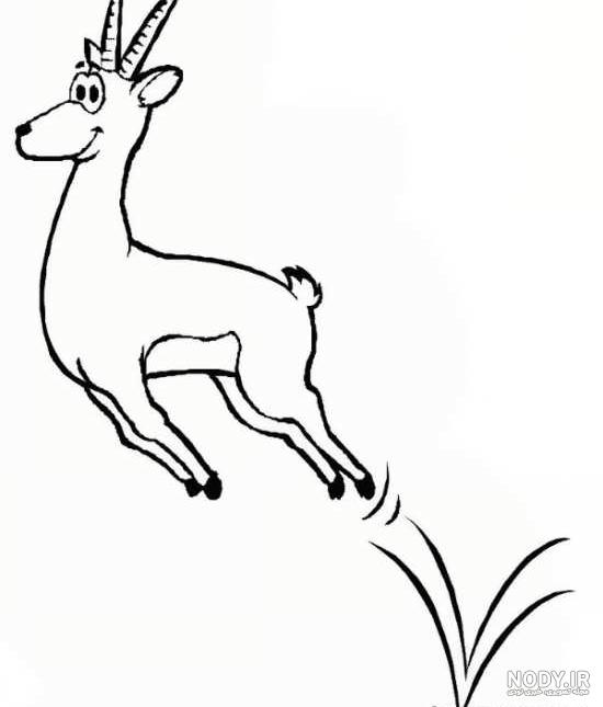 نقاشی آهو در طبیعت