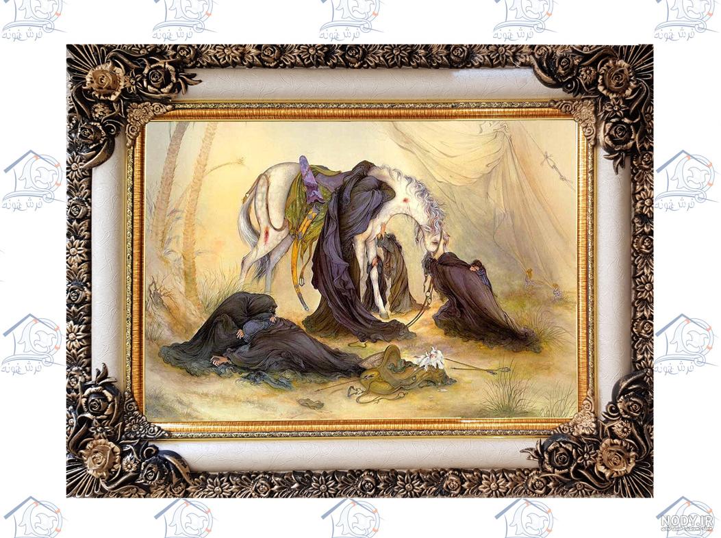 نقاشی امام حسین در حال جنگ نقاشی امام حسین در حال جنگ