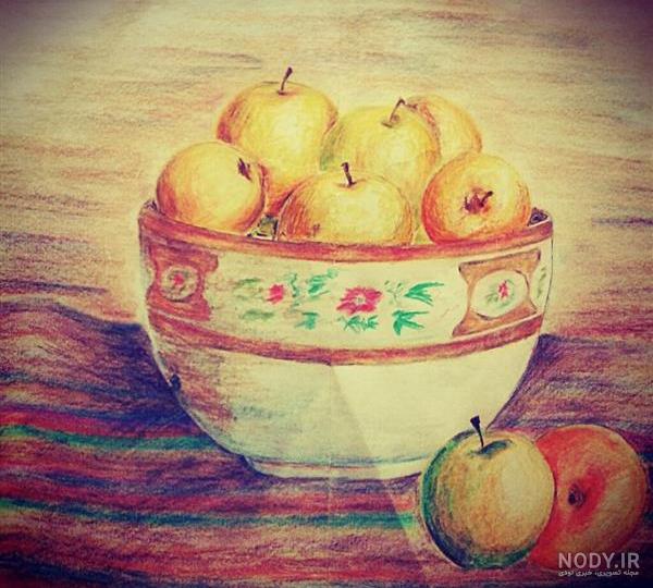 نقاشی ظرف میوه ساده