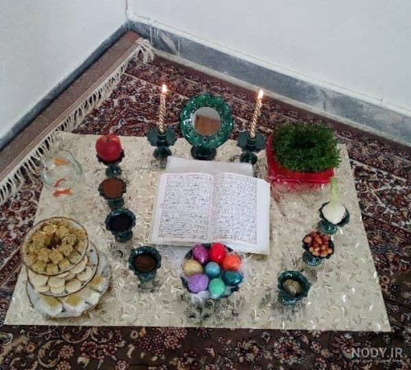 عکس سفره هفت سین ساده روی زمین