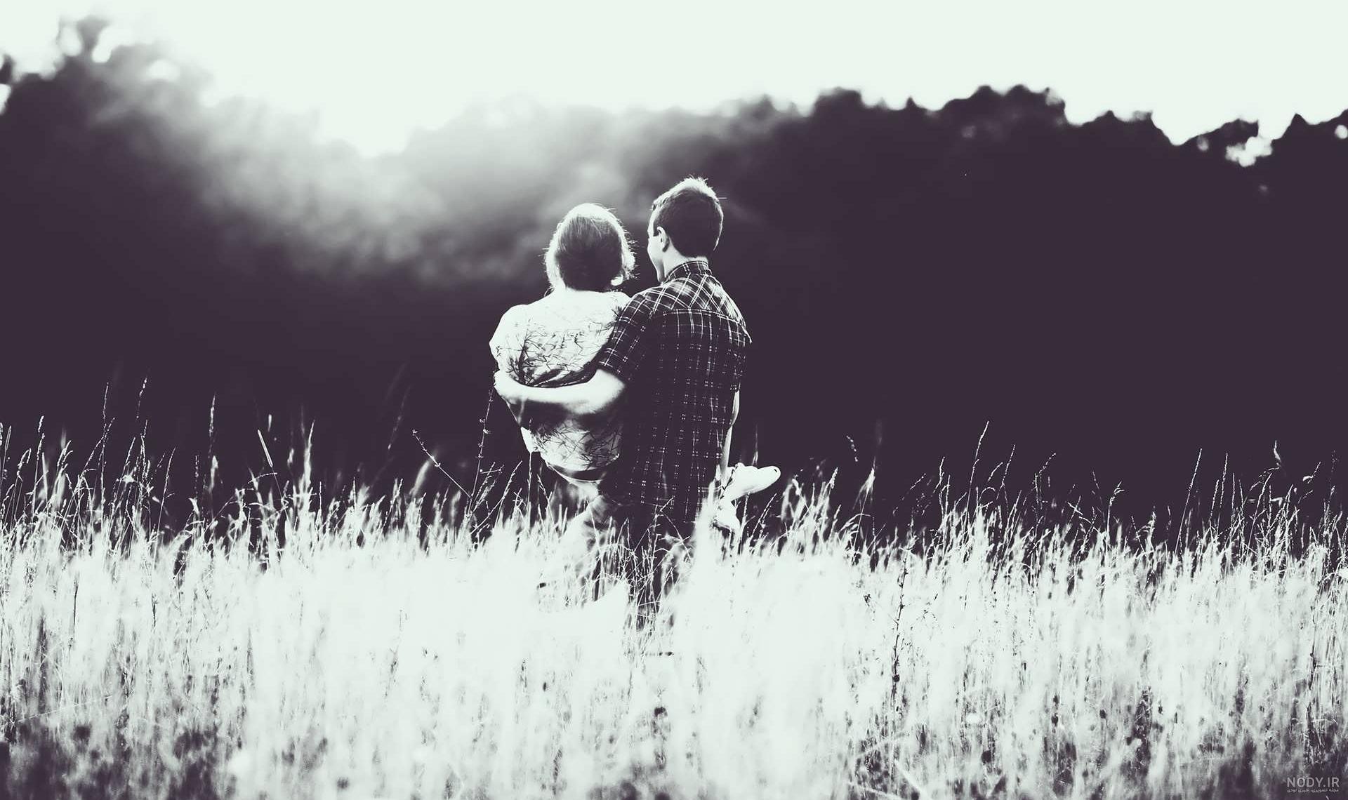 عکس سیاه و سفید عاشقانه دونفره