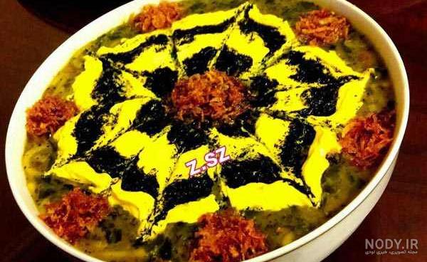 تزیین آش رشته با شابلون