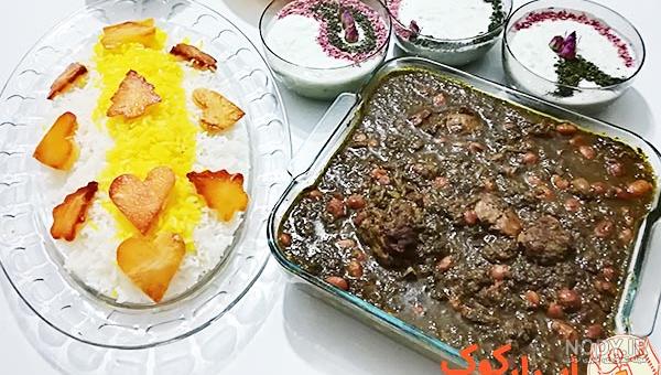 تزیین خورشت قورمه سبزی مجلسی