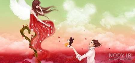 عکس عاشقانه کارتونی سیاه سفید