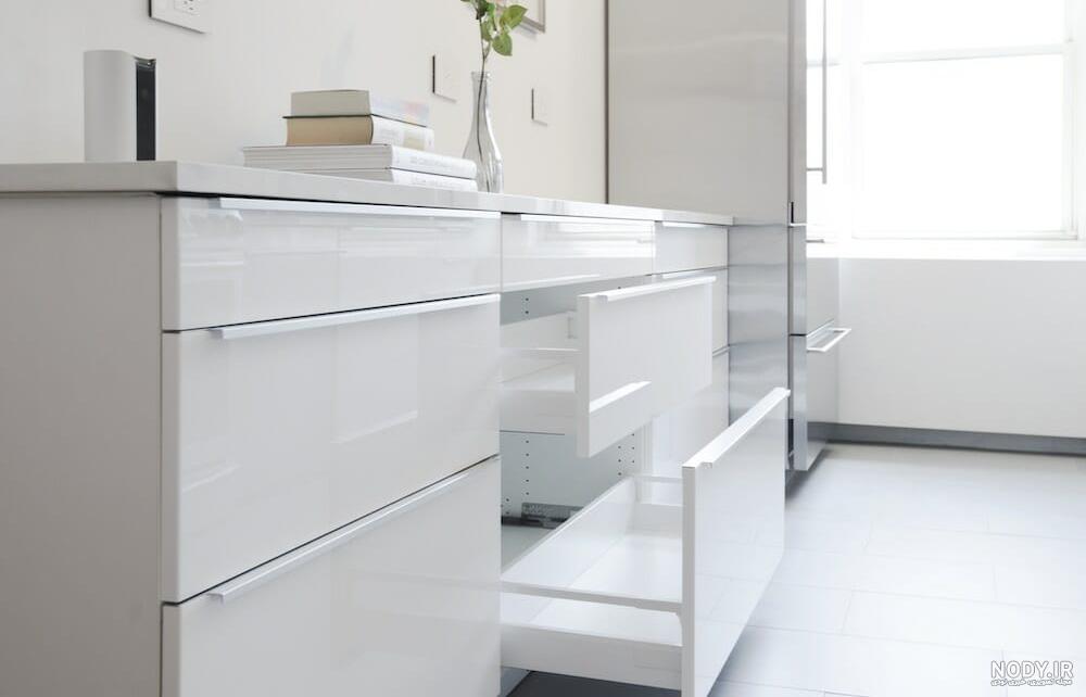 کابینت های گلاس سفید اکلیلی نی نی سایت