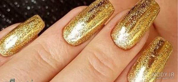 عکس ژلیش ناخن طلایی عکس ژلیش ناخن طلایی