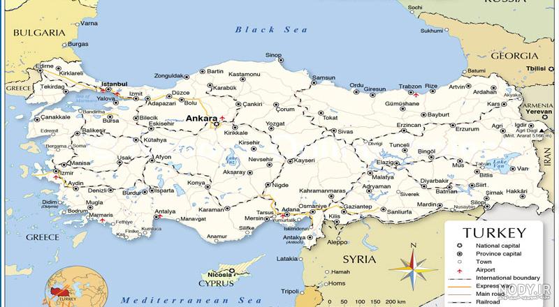 مساحت ترکیه و ایران