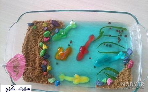 ژله اکواریومی در لیوان