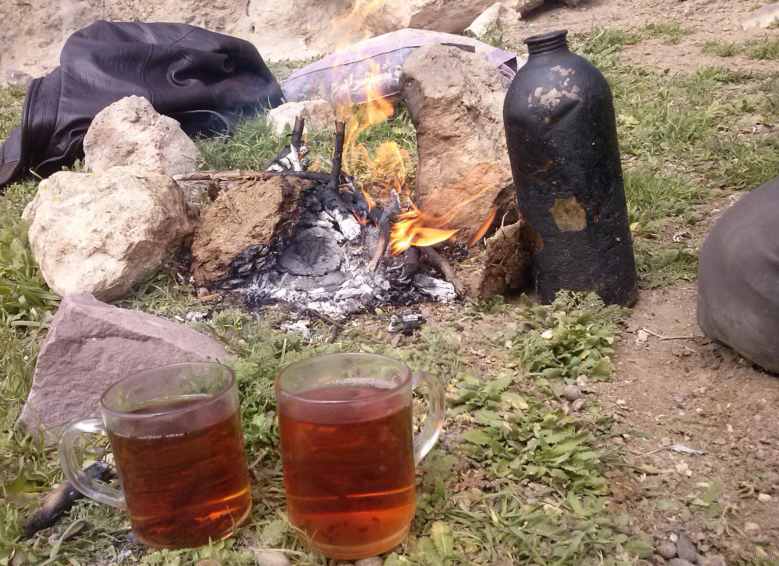 عکس استکان چای در طبیعت عکس استکان چای در طبیعت