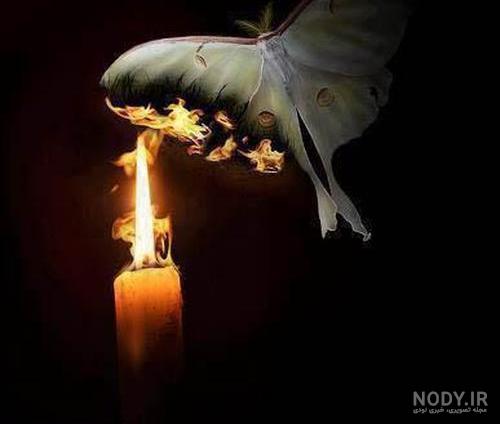 عکس شمع و پروانه غمگین