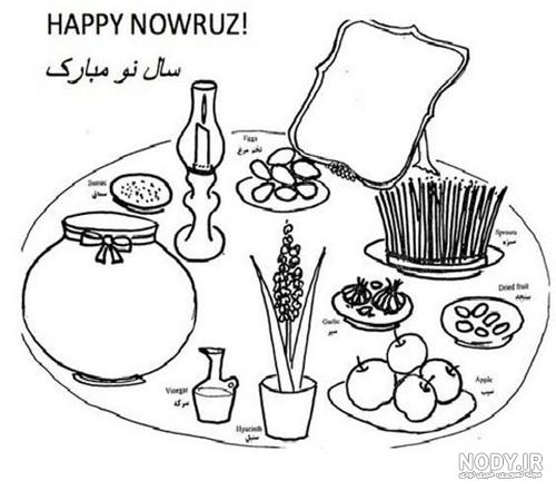 نقاشی سفره هفت سین رنگ شده نقاشی سفره هفت سین رنگ شده