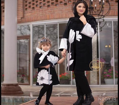 ژست عکس مادر و دختر در طبیعت