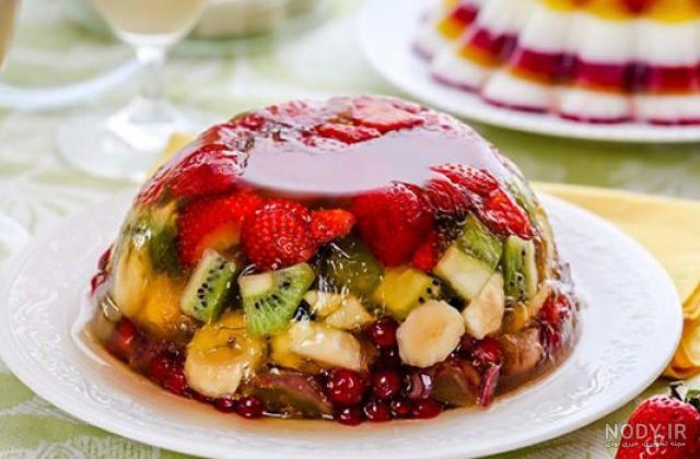تزیین ژله با میوه در جام