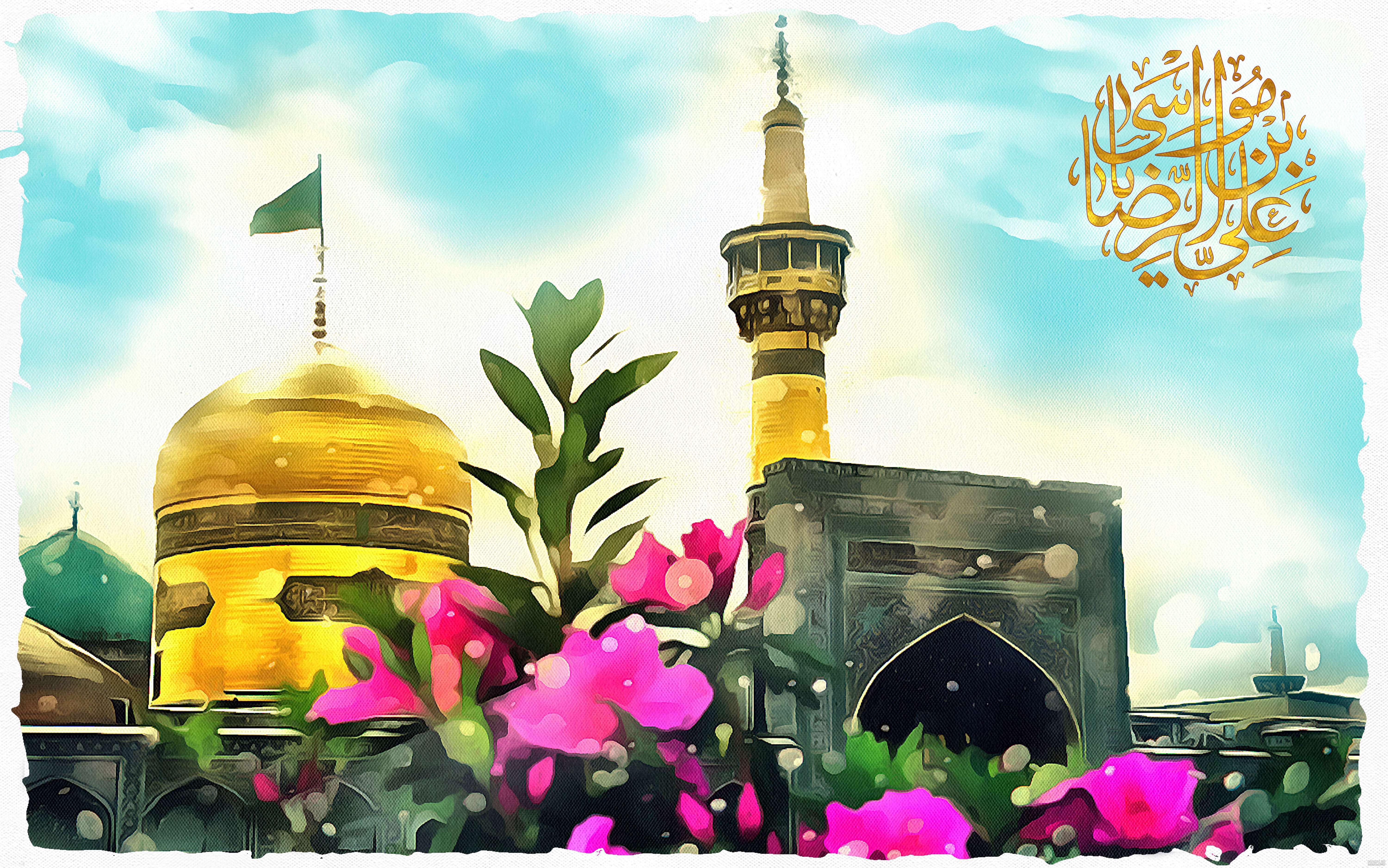 نقاشی امام رضا و حضرت معصومه