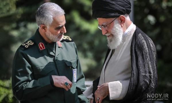 عکس حاج قاسم سلیمانی با امام خامنه ای