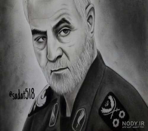 نقاشی حاج قاسم سلیمانی ساده