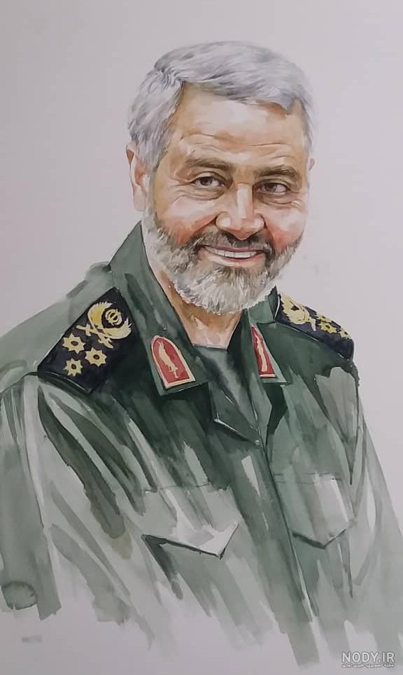 نقاشی سردار سلیمانی برای مدرسه ساده