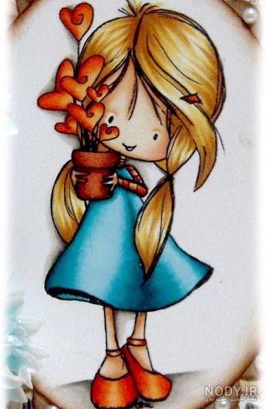 عکس نقاشی دختر فانتزی با مداد رنگی