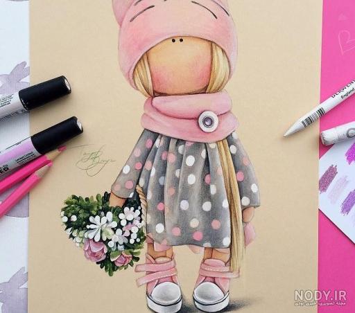 نقاشی های زیبا و ساده دخترانه با مداد رنگی