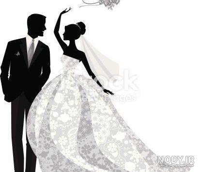 عکس نقاشی عروس و داماد ساده