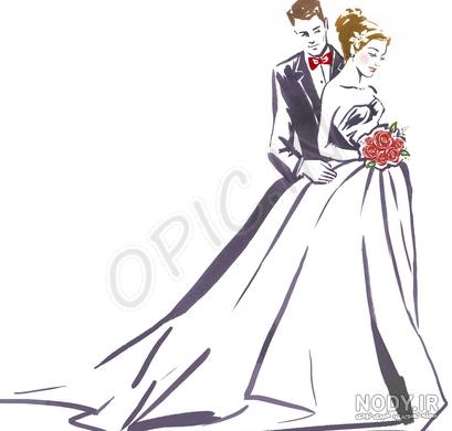 نقاشی عروس و داماد راحت