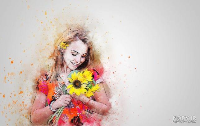 عکس نقاشی دختر شاد