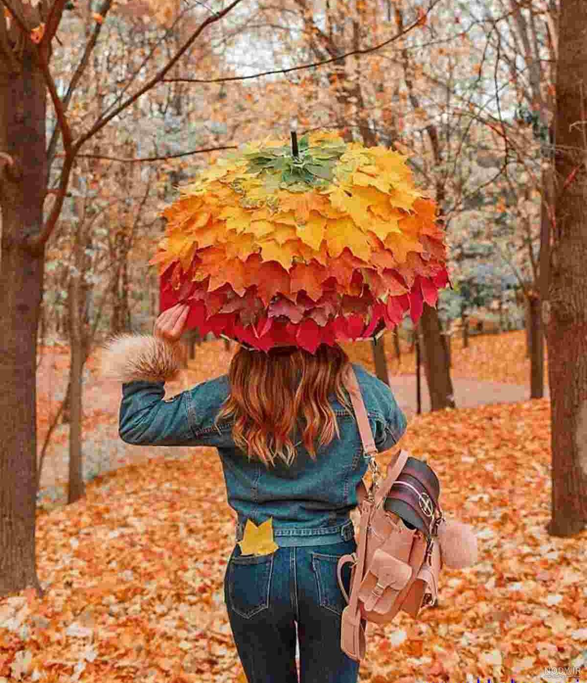 عکس دختر در پاییز غمگین
