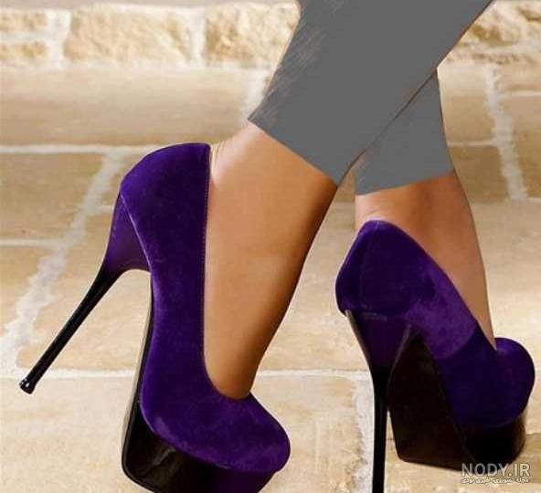 عکس کفش پاشنه بلند بنفش عکس کفش پاشنه بلند بنفش