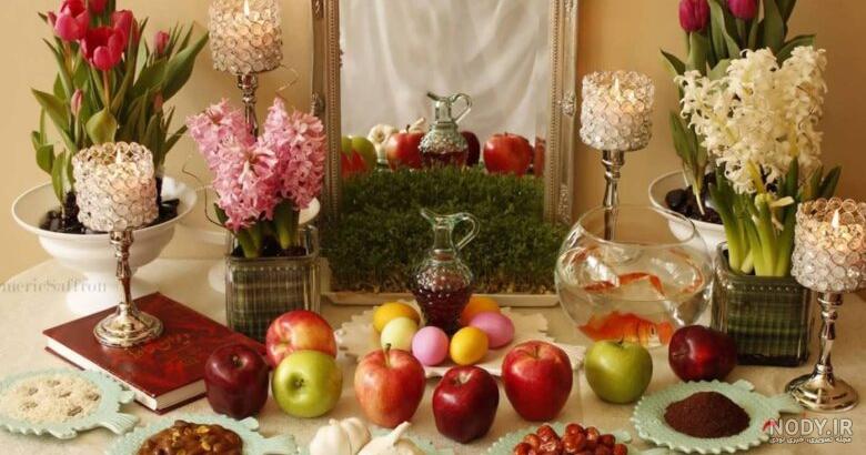 نقاشی سفره هفت سین با مداد رنگی نقاشی سفره هفت سین با مداد رنگی
