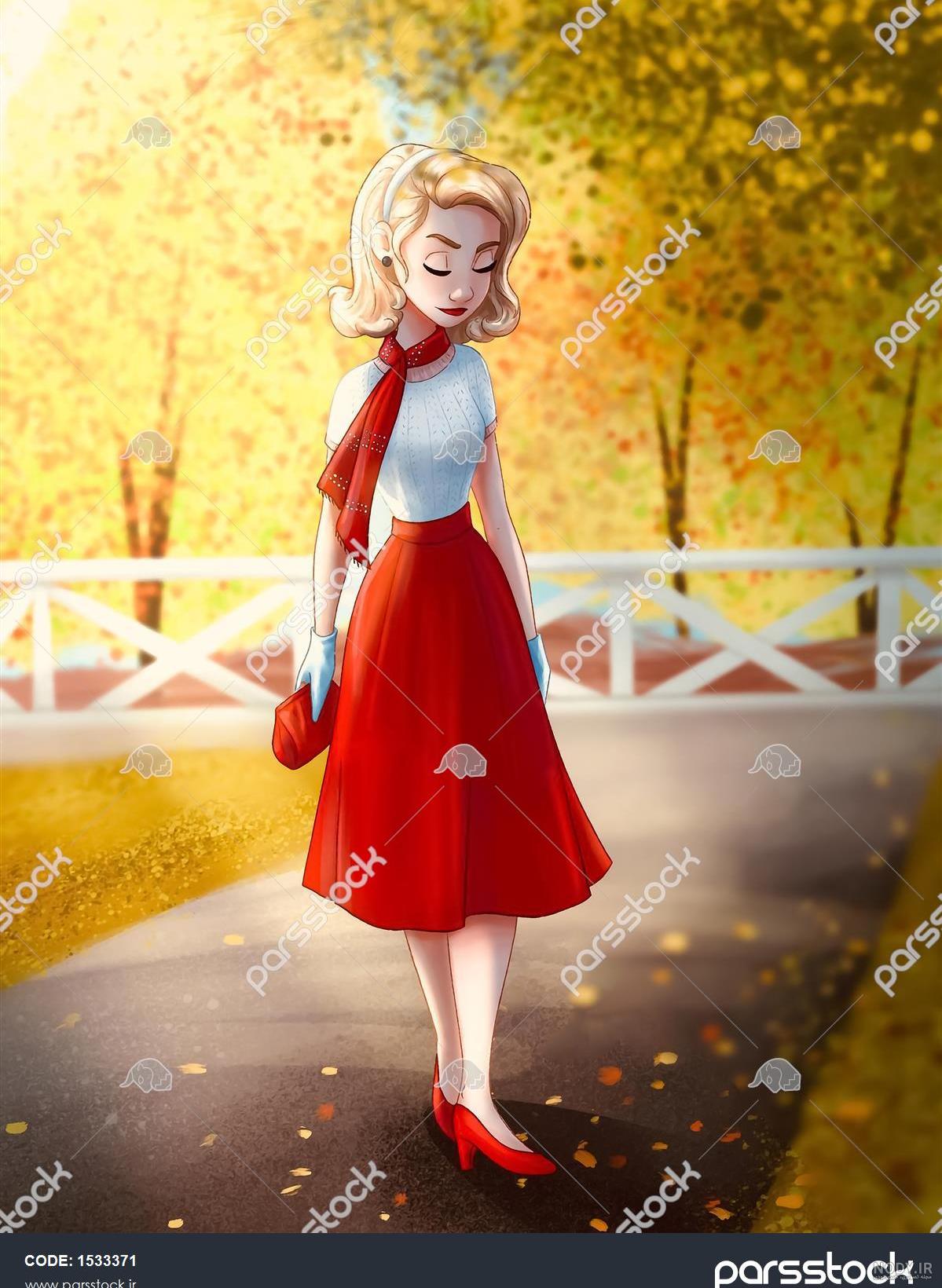 تصویر نقاشی درخت پاییزی