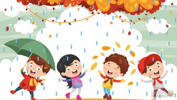 نقاشی درخت پاییزی با مداد رنگی
