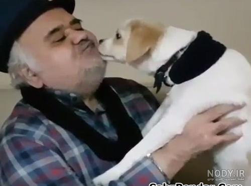 عکس اکبر عبدی با سگ