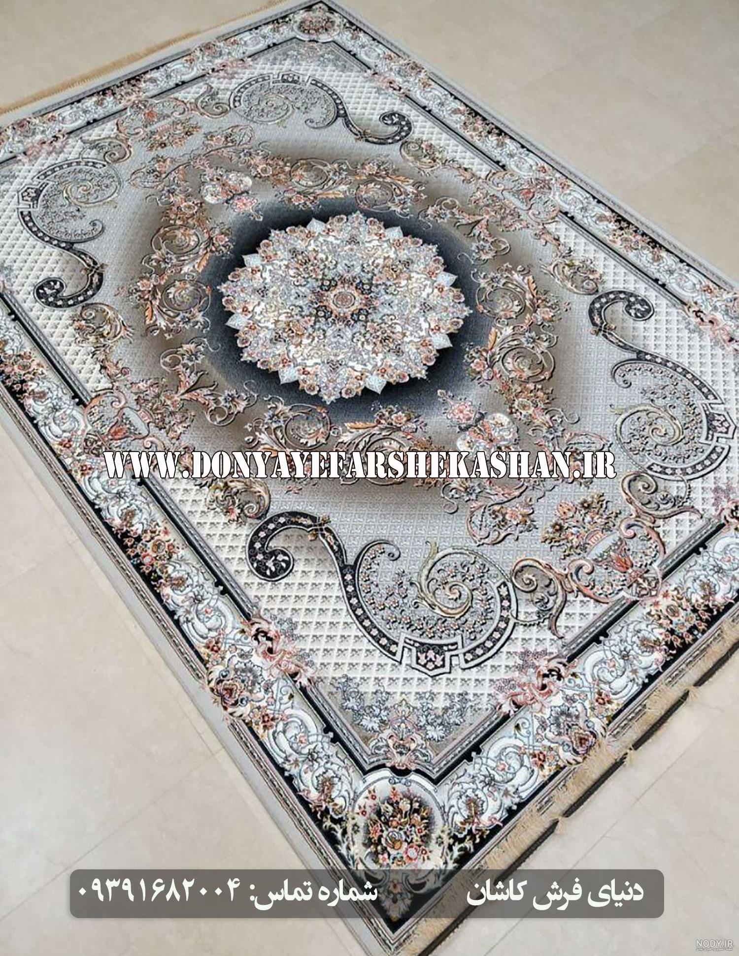 فرش زمینه طوسی کاشان فرش زمینه طوسی کاشان