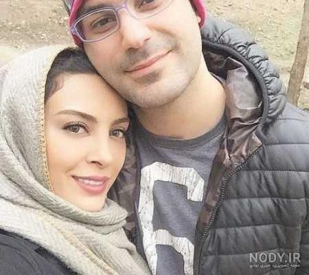 هم آغوشی حدیثه تهرانی و همسرش