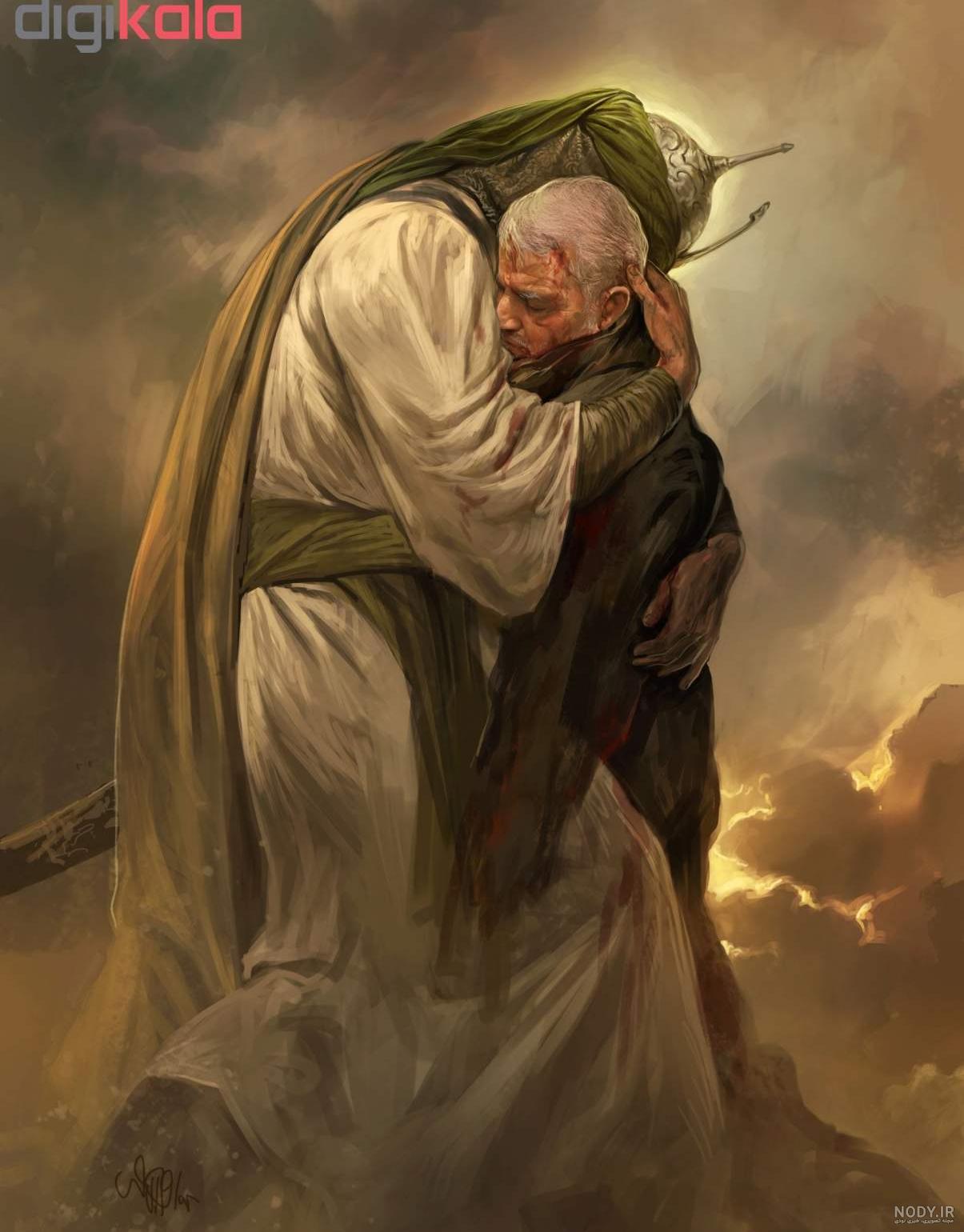 تصاویر سلیمانی در آغوش امام حسین