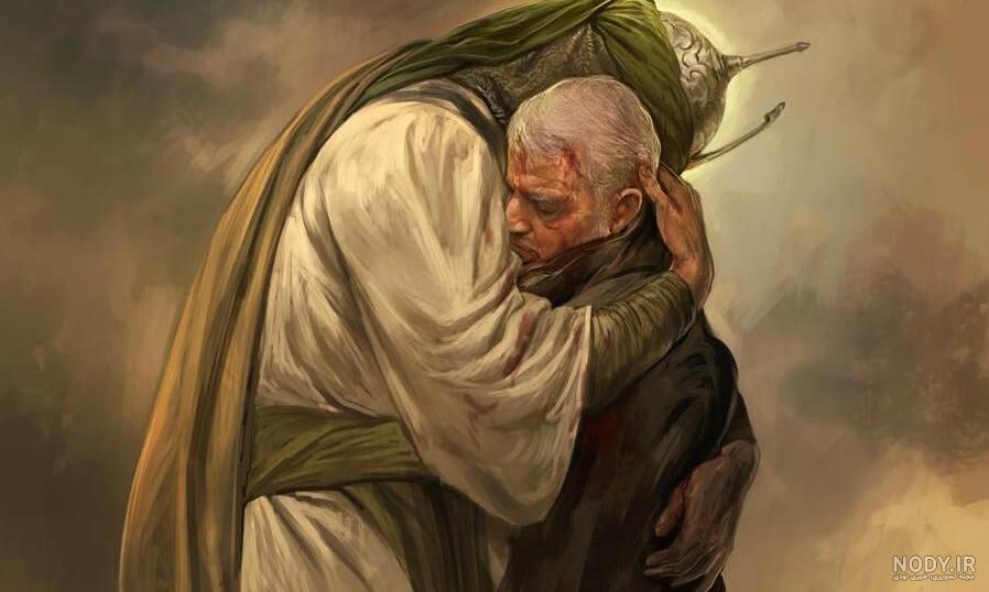 دانلود عکس سلیمانی در آغوش امام حسین