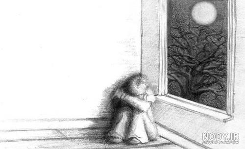 نقاشی دختر غمگین فانتزی