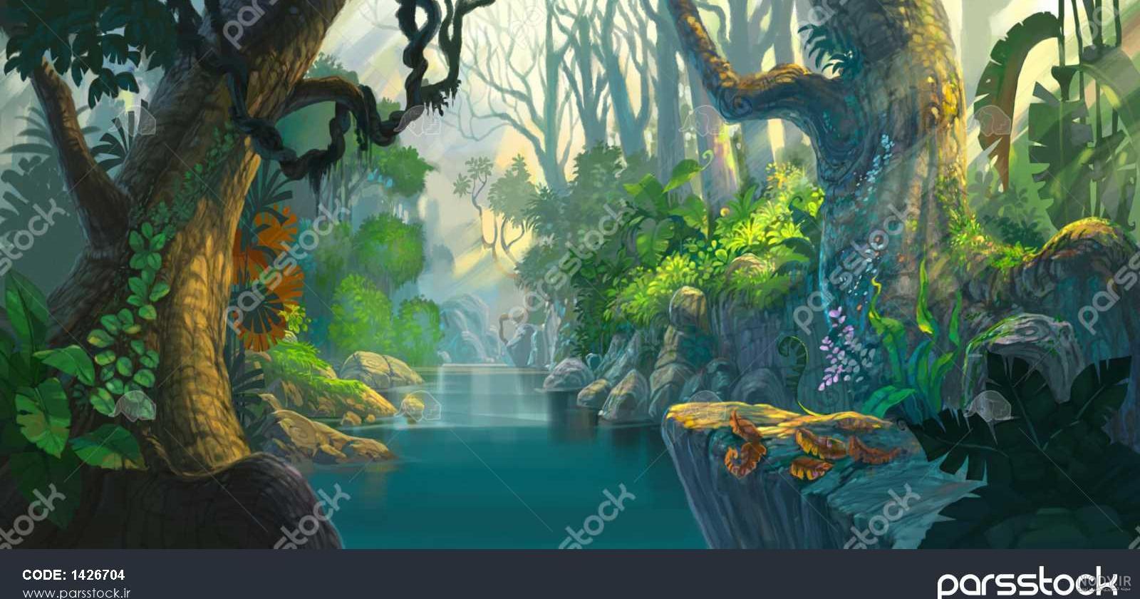 نقاشی جنگل برای کلاس سوم