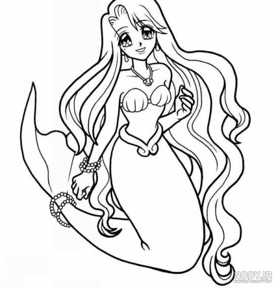 نقاشی پری دریایی برای رنگ آمیزی