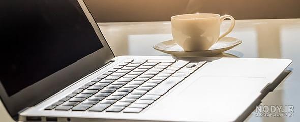 عکس لپ تاپ و قهوه